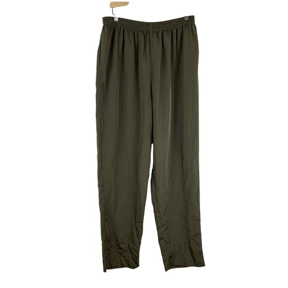 NEW Susan Graver QVC Pull On Straight Leg Pants Women Plus 1X Tall Long Green - Picture 1 of 6